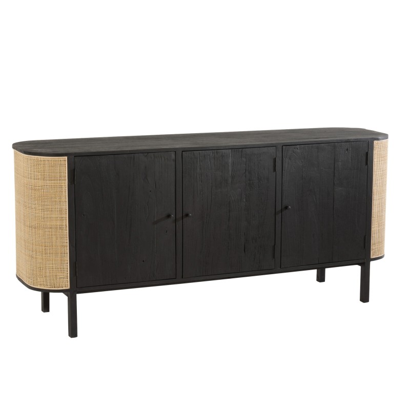 Buffet 3 portes gamme milo en bois noir 180x46x80 cm