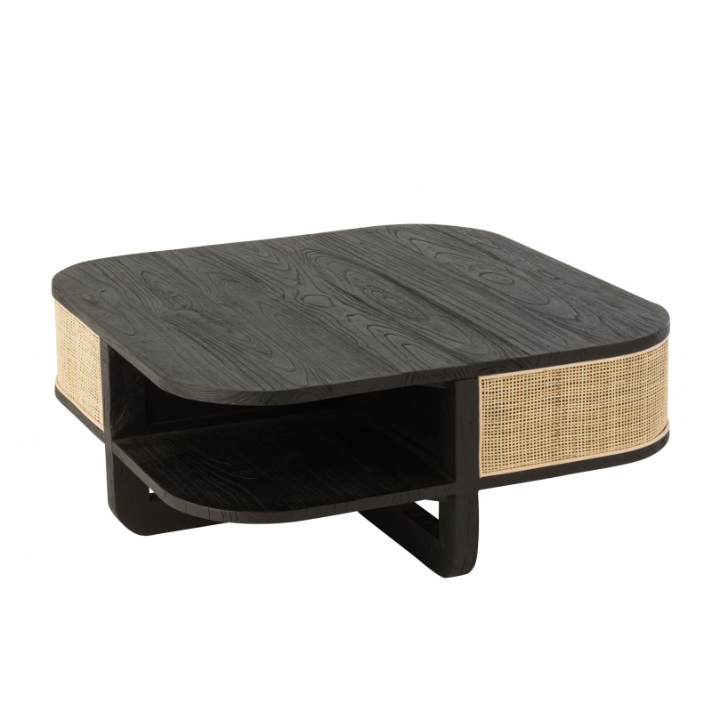 Table de salon gamme milo en bois noir 85x85x36 cm