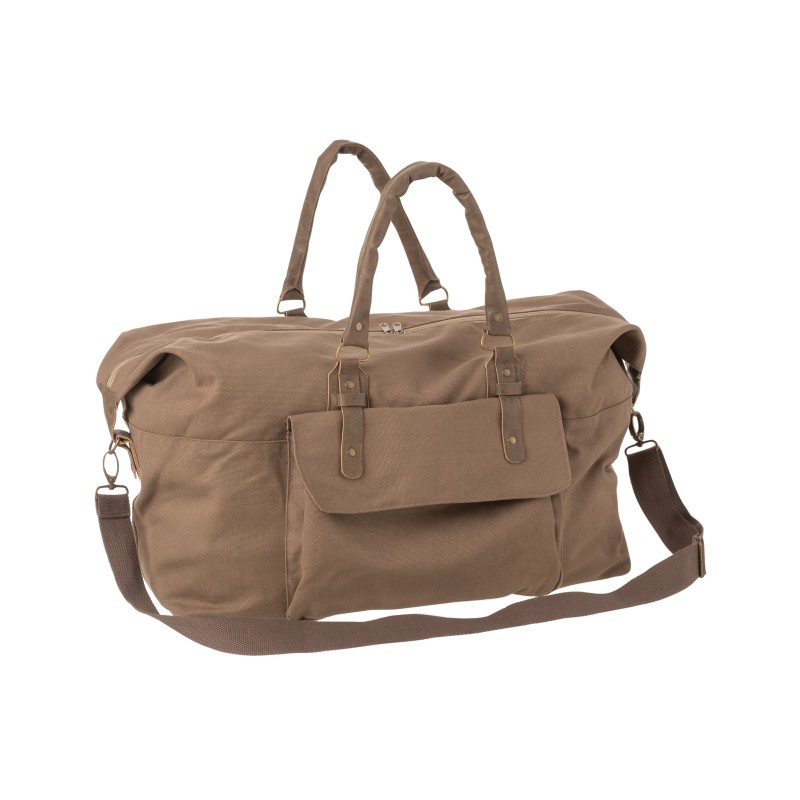 Sac de voyage avec sangle en coton marron 71x26x53 cm