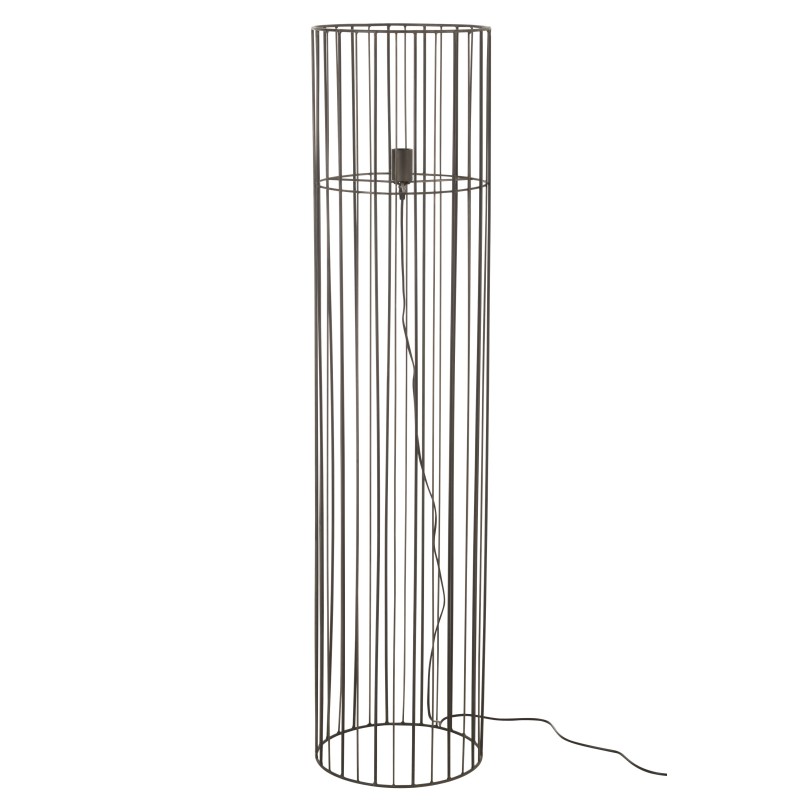 Lampe cylindrique sur pied en métal noir 14x14x59 cm