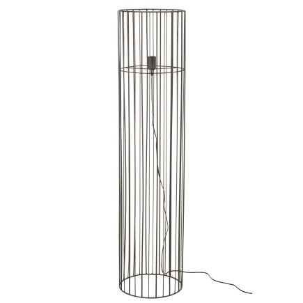 Lampe cylindrique sur pied en métal noir 14x14x59 cm