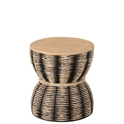Mesa auxiliar de ratán en madera negra de 35x35x38 cm