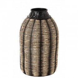 Vase rotin en bois noir 32x32x56 cm