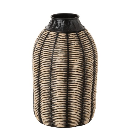 Vase rotin en bois noir 32x32x56 cm