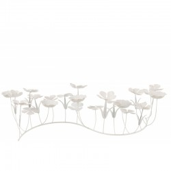 Fleurs porte bougie en métal blanc 79x33x20 cm
