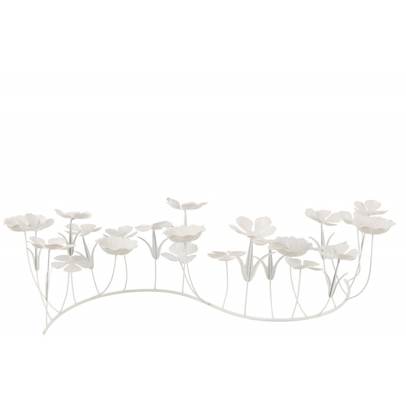 Flores portavelas de metal blanco 79x33x20 cm