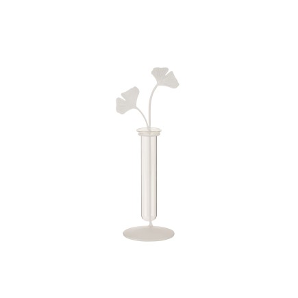 Florero de metal blanco de 11x10x31 cm