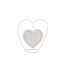 Marco de fotos colgante en forma de corazón de metal blanco 25x11x26 cm
