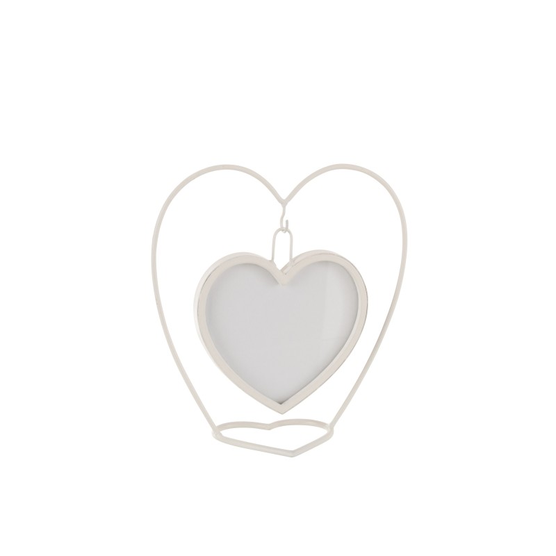 Cadre photo suspendu en forme de coeur en métal blanc 25x11x26 cm Cadre photo suspendu en forme de coeur en métal blanc 25x11x26 cm