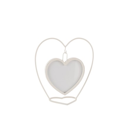 Marco de fotos colgante en forma de corazón de metal blanco 25x11x26 cm