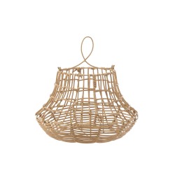 Lampe suspendu imitation rotin en plastique naturel 33x33x33 cm