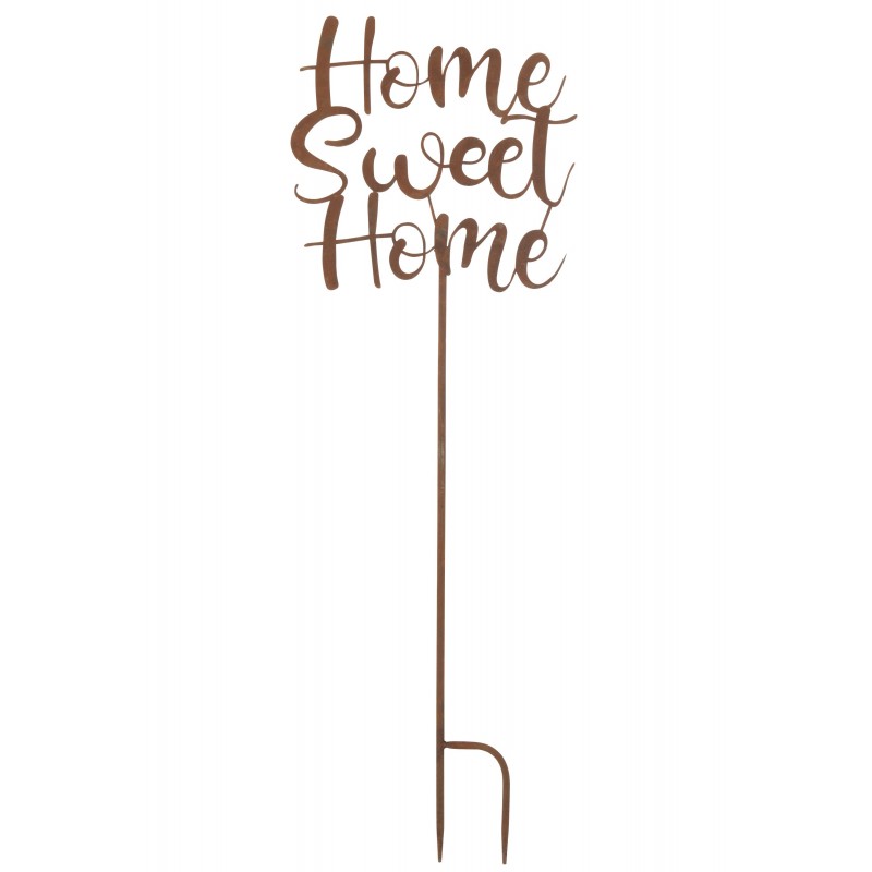 Décoration jardin home sweet home en métal marron 30x1x94 cm