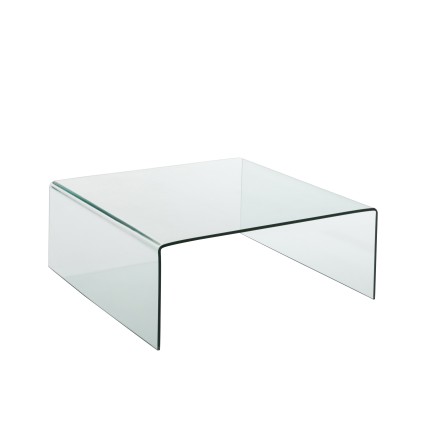 Table de salon carré en verre transparent 100x100x37 cm