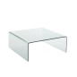 Table de salon carré en verre transparent 100x100x37 cm