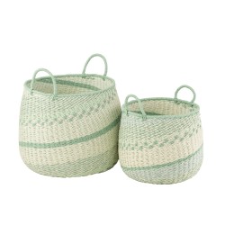 Lote de 2 cestas de madera azul 49x47x45 cm
