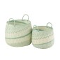 Lot de 2 paniers en bois azur 49x47x45 cm