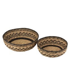 Lote de 2 cestas de madera natural de 46x46x14 cm