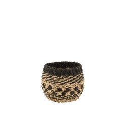 Cesta decorativa redonda de madera natural de 18x18x13 cm