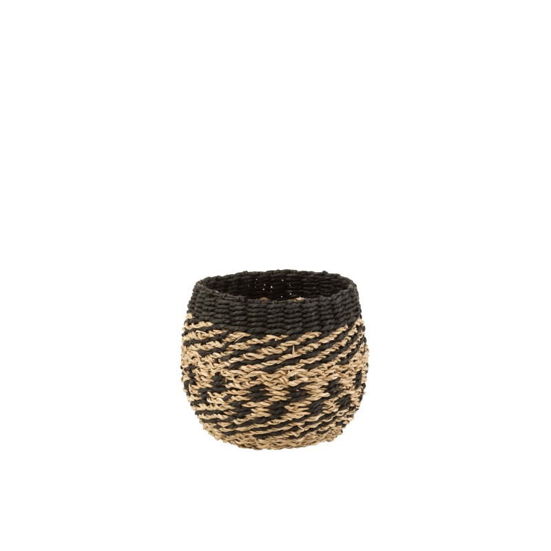 Panier déco rond en bois naturel 18x18x13 cm