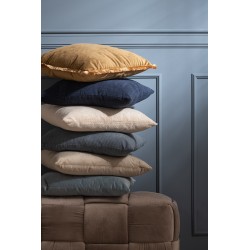 Coussin carré en velours gris bleu 45x45cm