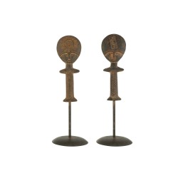 Lot de 2 statuettes en plastique marron 14x14x46 cm