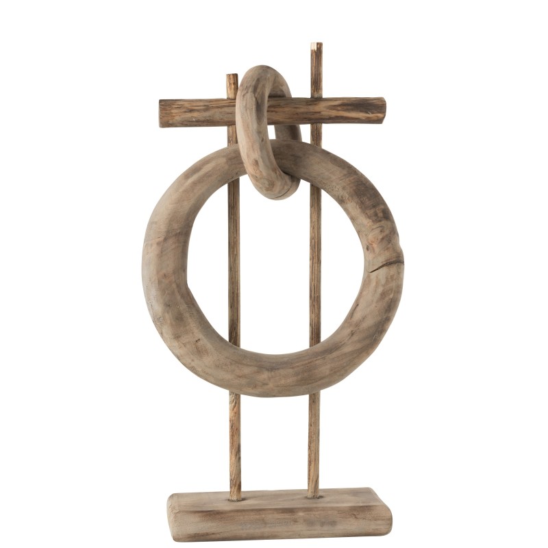 Décoration cercle en bois naturel 39x14x68 cm