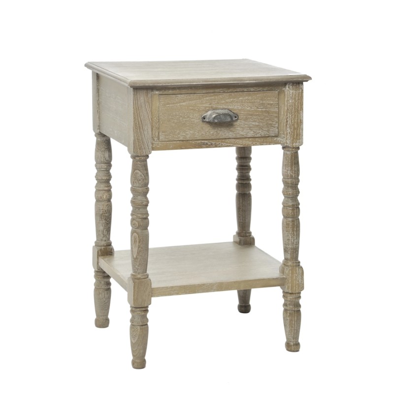 Table de nuit carrée 1 tirroir en bois naturel 48x40x90 cm Table de nuit carrée 1 tirroir en bois naturel 48x40x90 cm