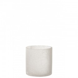 Photophore cylindrique en verre blanc 12x12x12 cm