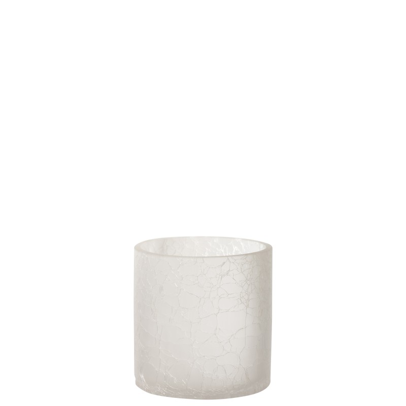 Fotóforo cilíndrico de vidrio blanco de 12x12x12 cm