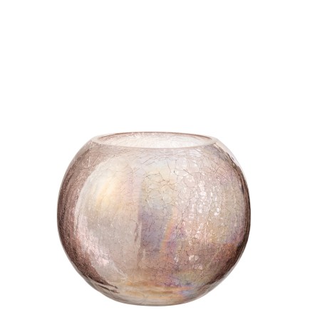 Photophore boule en verre mauve 20x20x16 cm