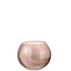 Photophore boule en verre mauve 16x16x11 cm