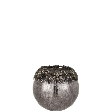 Fotóforo con strass de vidrio gris 15x15x13 cm
