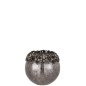 Photophore avec strass en verre gris 15x15x13 cm