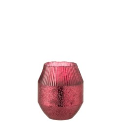 Photophore conique en verre rouge 15x15x19 cm