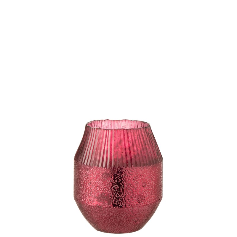 Photophore conique en verre rouge 15x15x19 cm