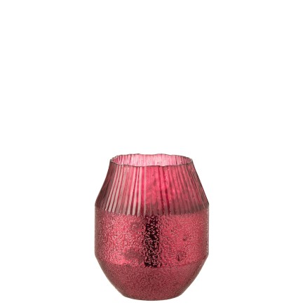 Photophore conique en verre rouge 15x15x19 cm