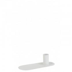 Candelabro con bandeja de metal blanco de 20x7x6 cm