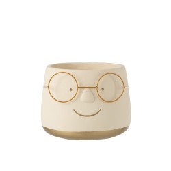 Cache-pot avec lunette en ciment beige 20x20x16 cm