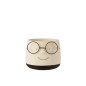 Cache-pot avec lunette en ciment blanc et or Cache-pot avec lunette en ciment blanc et or