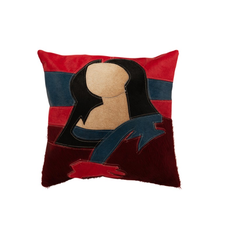 Cojín cuadrado con diseño de cuero negro y dorado de 45x45cm