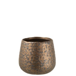 Cache-pot rond en céramique cuivre 16x16x14 cm