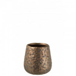 Macetero redondo de cerámica cobre 12x12x13 cm