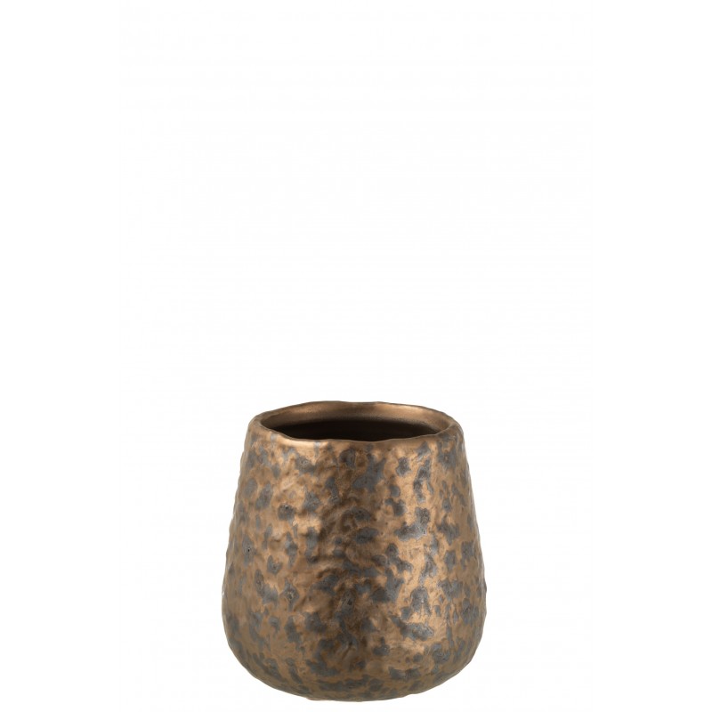 Cache-pot rond en céramique cuivre 12x12x13 cm