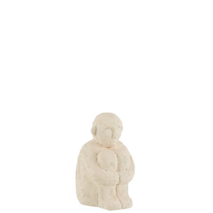 Personaje sentado en cemento blanco de 10x12x18cm