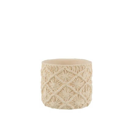 Macetero de cemento blanco de 18x18x17 cm