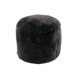 Pouf peau de mouton rond gris foncé 57 cm