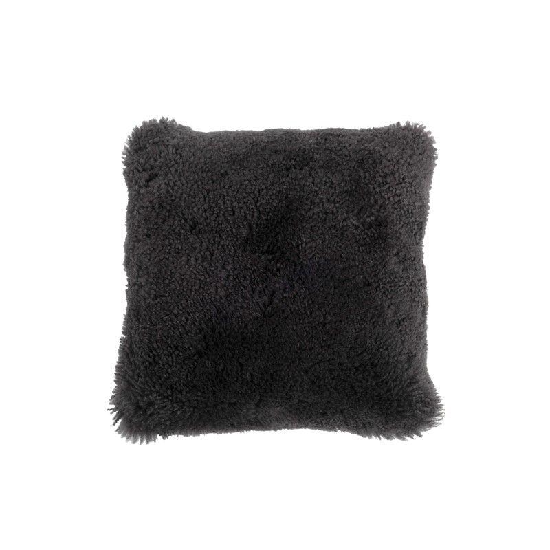 Cuscino quadrato in pelle di pecora nera 40x40cm Cuscino quadrato in pelle di pecora nera 40x40cm