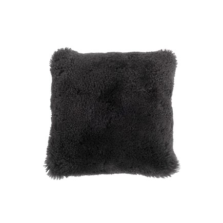 Cuscino quadrato in pelle di pecora nera 40x40cm