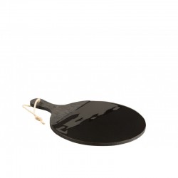 Planche ronde avec poignée en bois de manguier noir D30cm
