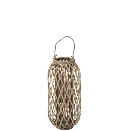 Lanterna cilindrica grigia in legno 32x32x92 cm